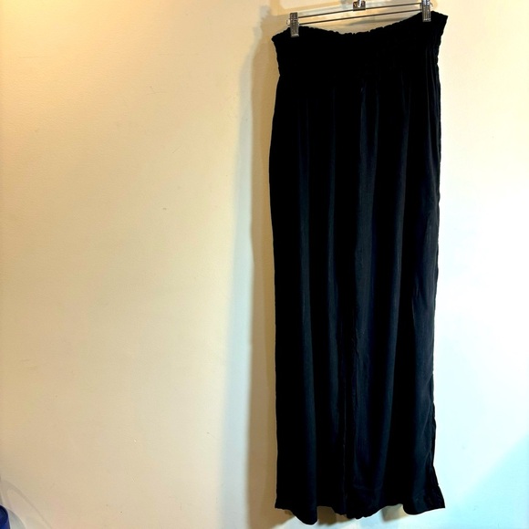 KALIYANA Sz 2 Pull On Pants Linen Blend Wide Leg Elastic Waist High Rise Trouser - Picture 2 of 8